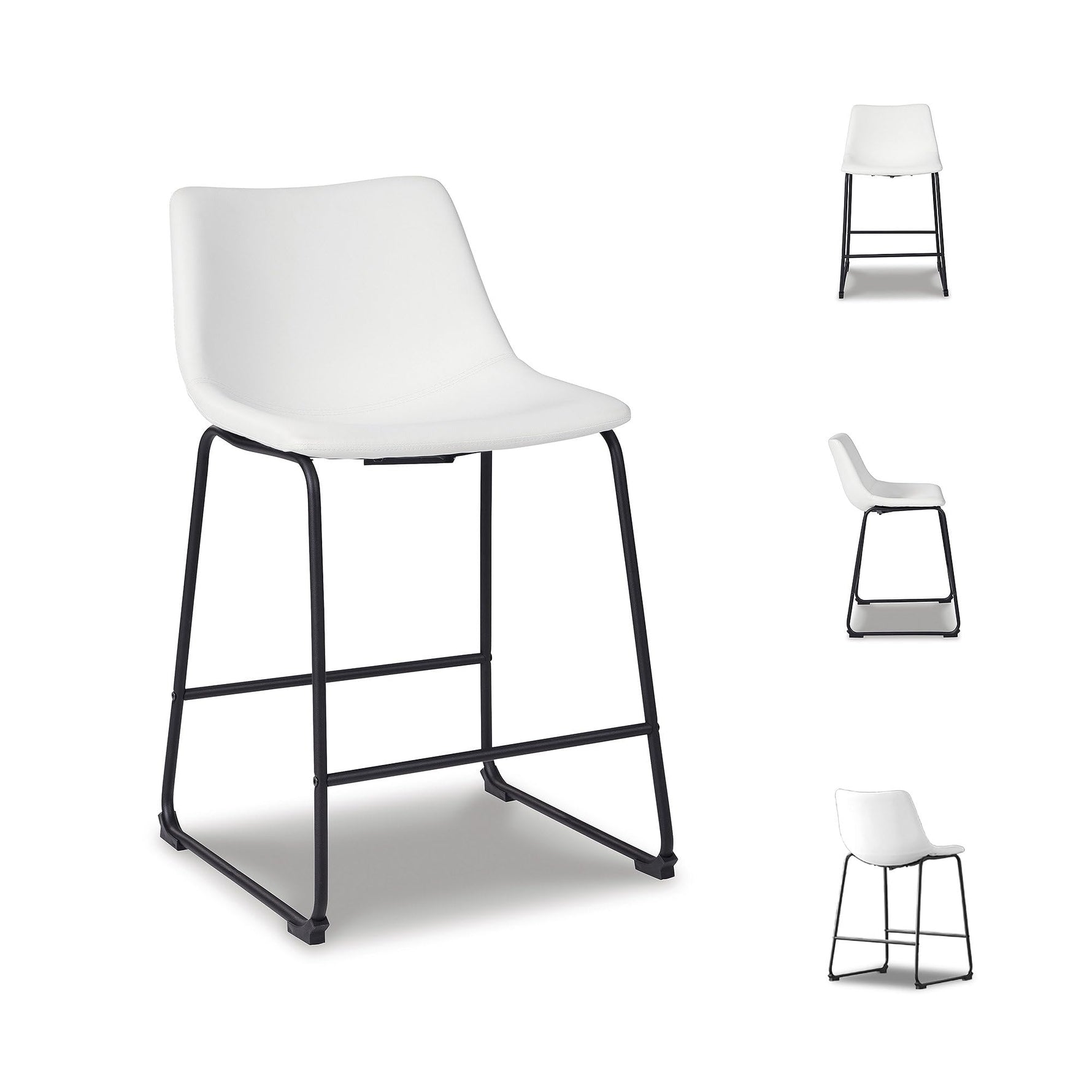 Signature Design by Ashley Centiar 24" Counter Height Modern Bucket Barstool, 2 Count, Black