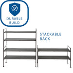3-Tier Stackable 1" Slat Steel Frame Shoe Rack, 27.25"W x 12.75"D, Espresso | Interlocking modular design maximizes storage while the sturdy steel frame holds up to 12 pairs of shoes (Patented Design)