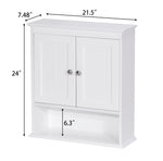 Spirich Bathroom Cabinet Wall Mounted with Doors, Wood Hanging Cabinet with Doors and Shelves Over The Toilet, Bathroom Wall Cabinet White