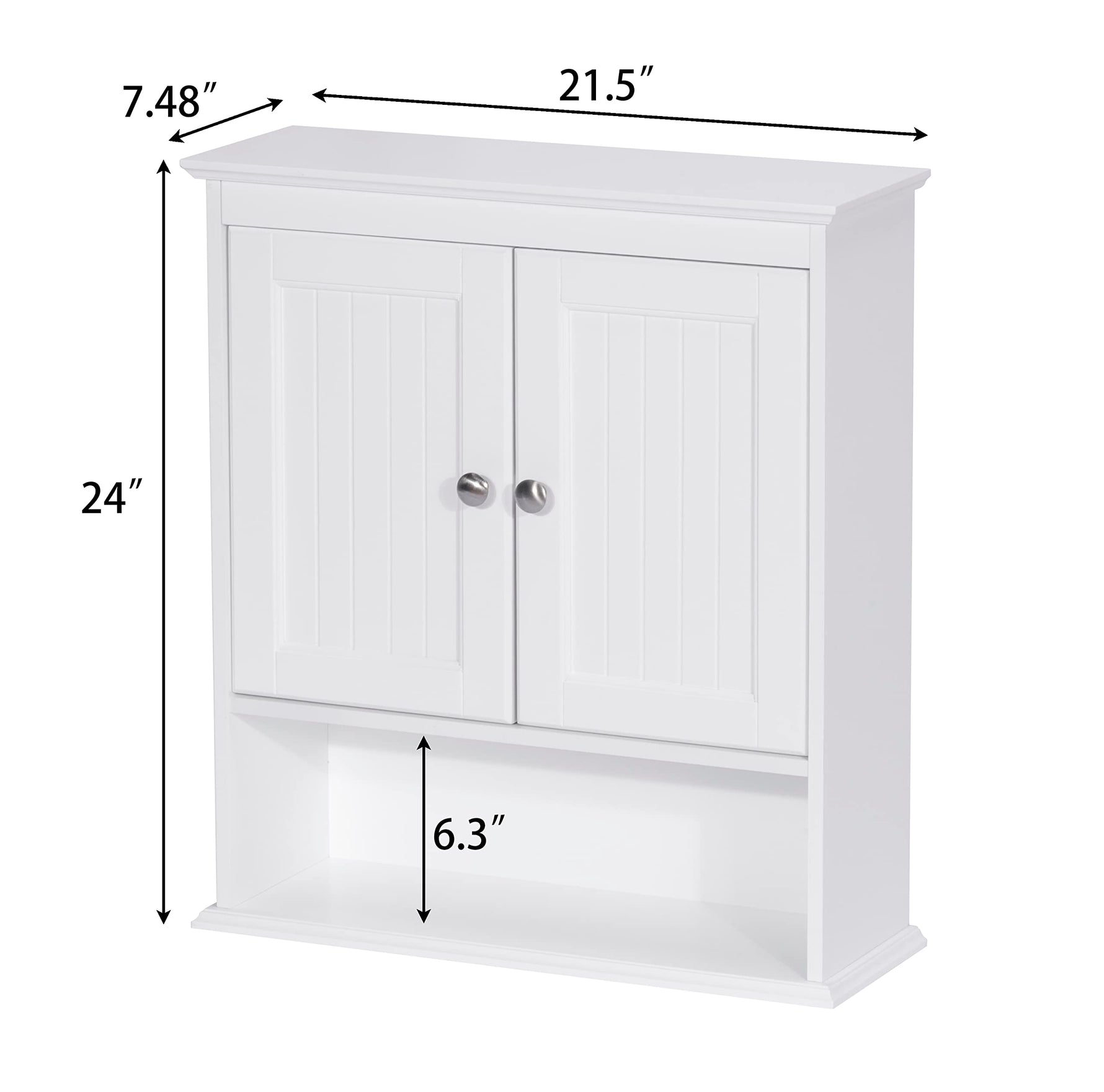 Spirich Bathroom Cabinet Wall Mounted with Doors, Wood Hanging Cabinet with Doors and Shelves Over The Toilet, Bathroom Wall Cabinet White