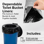 Camco Toilet Waste Bags - Features a Biodegradable Powder & Leak Proof Double Bag Design - Great for Camping, RVing, Hiking, or Boating - 10-Pack (41548)