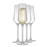 JoyJolt Champagne Glasses Layla Collection, Set of 4 – 6.7 oz Elegant Crystal Stemmed Champagne Flutes for Prosecco, Sparkling Wine, Mimosas, Cocktails, Weddings, Anniversaries, Parties