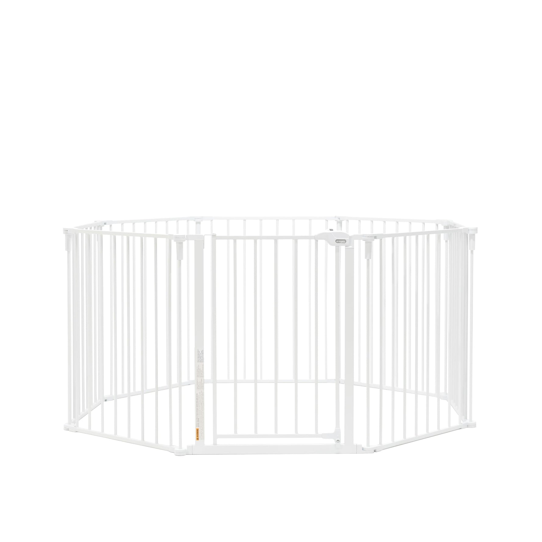 Regalo Safety 192" Super Wide Baby Gate & Play Yard, 2-in-1 Convertible Extra Wide Safety Barrier, Hardware Mounted for Toddlers & Pets, Tested & Safe for 30 Years, American Designed & Owned, White