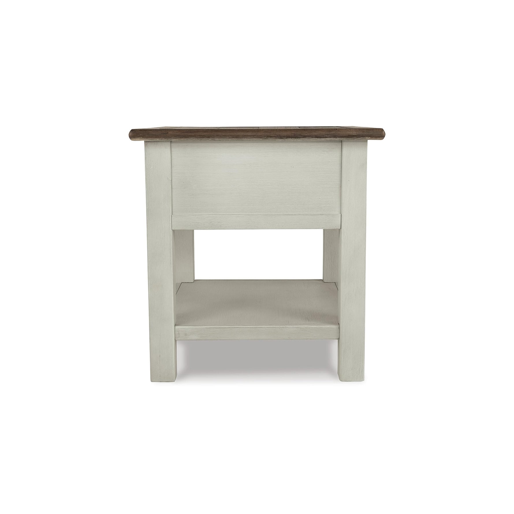Signature Design by Ashley Bolanburg End Table for Living Room, Two-Tone Distressed Wood Side Table with Smooth-Gliding Drawer, Farmhouse Plank-Style Top, Ideal Night Stand Use, Antique White/Oak