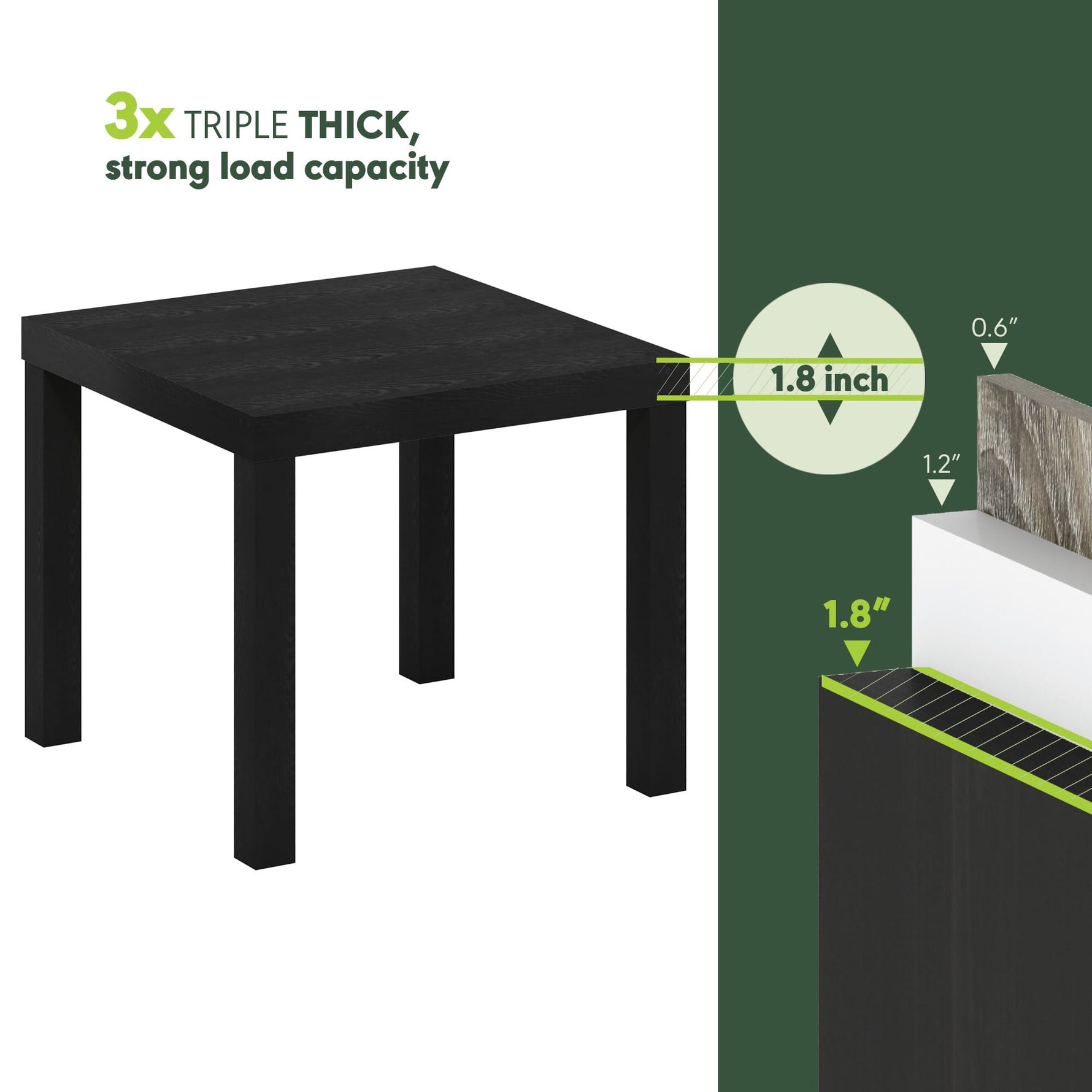 Furinno Classic Homey Square Parsons Side End Table, 1-Pack, Black