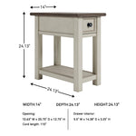 Signature Design by Ashley Bolanburg Chairside End Table With Charging Station, Two-Tone Wood Accent Table With Drawer Storage, Plank Top Design for Living Room or Bedroom, Antique White