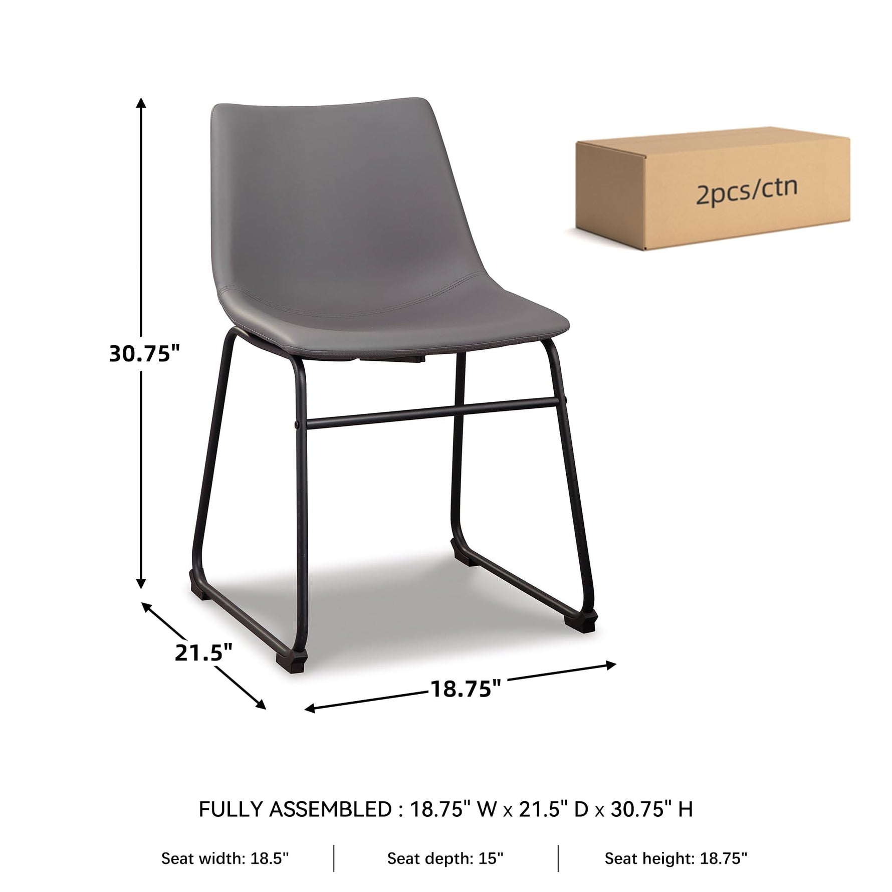 Signature Design by Ashley Mid Century Centiar 18.75" Dining Bucket Chair, 2 Count, Black and Brown