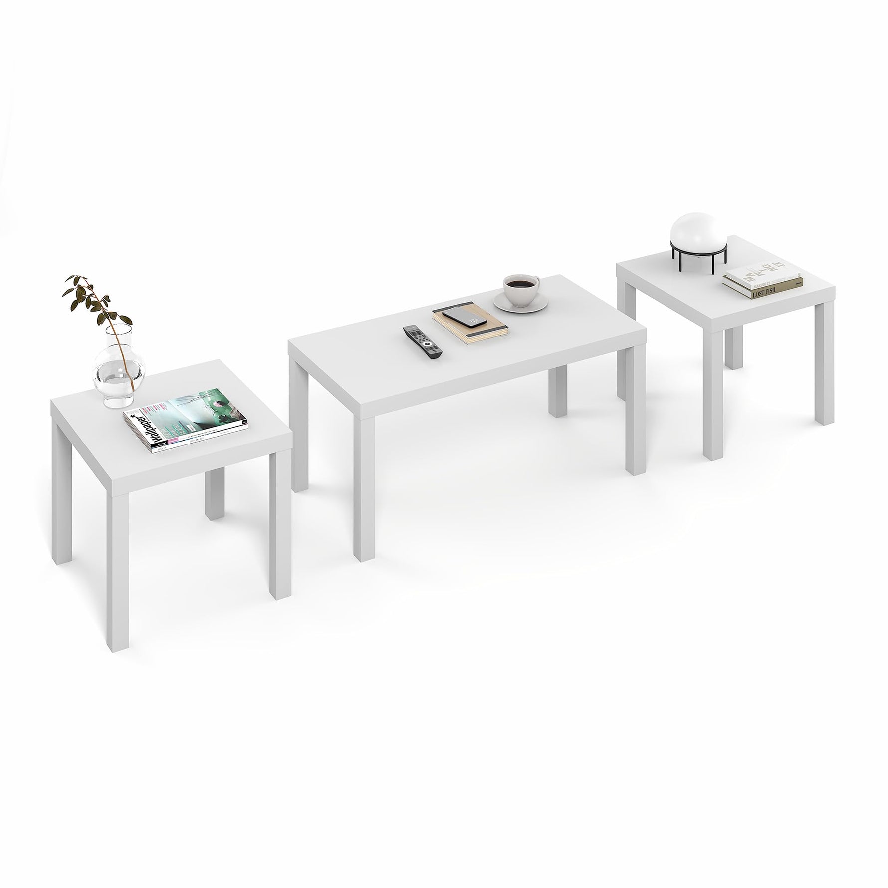 Furinno CLASSIC Coffee Table, Modern Rectangle Coffee Table with 1.8" Triple Thick Tabletop, Side Table, Toolless Assembly, for Living Room, Home Office, Black