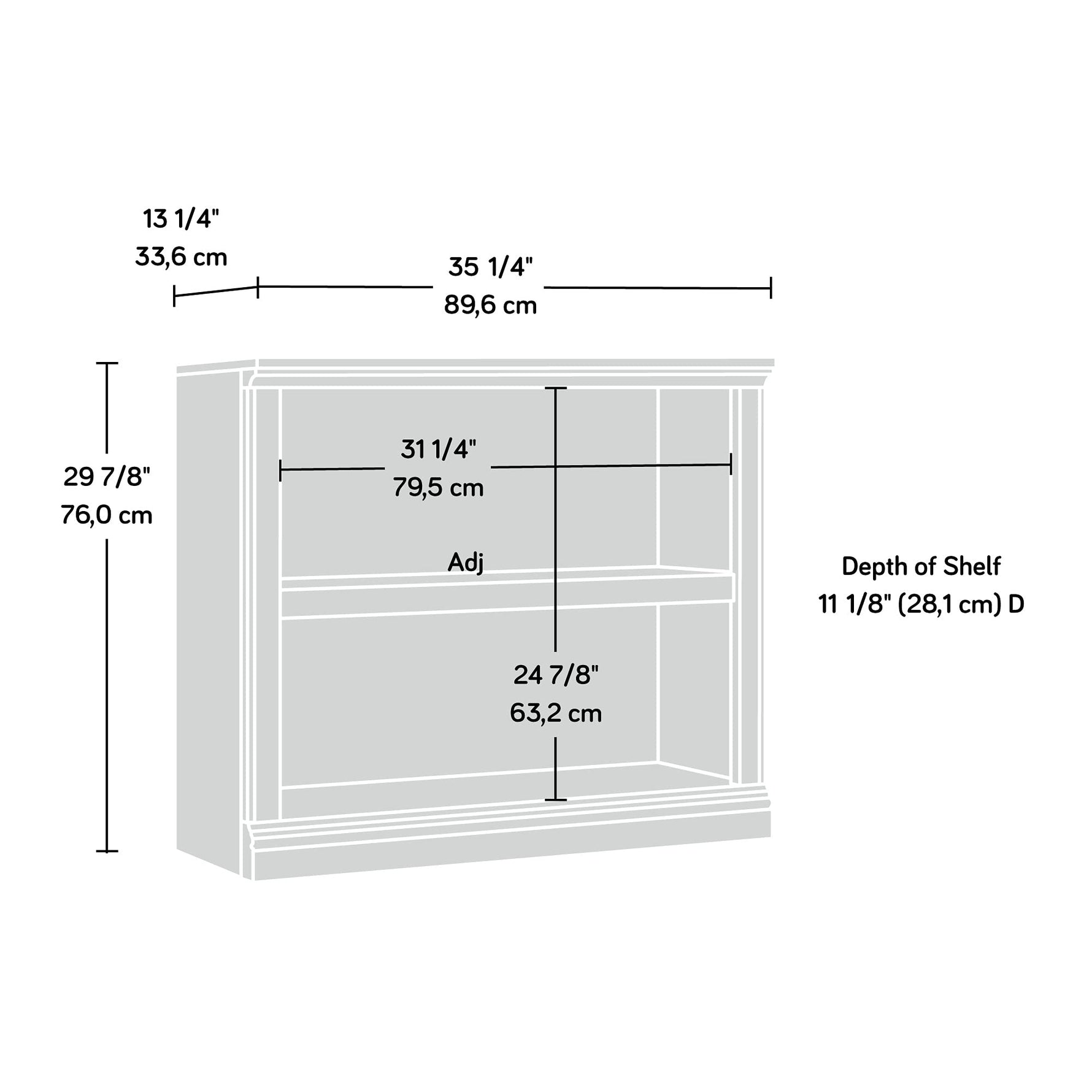 Sauder 2 Tier Book Shelf Wooden Bookcase Multipurpose Bookshelf for Home Office, Living Room, in Salt Oak
