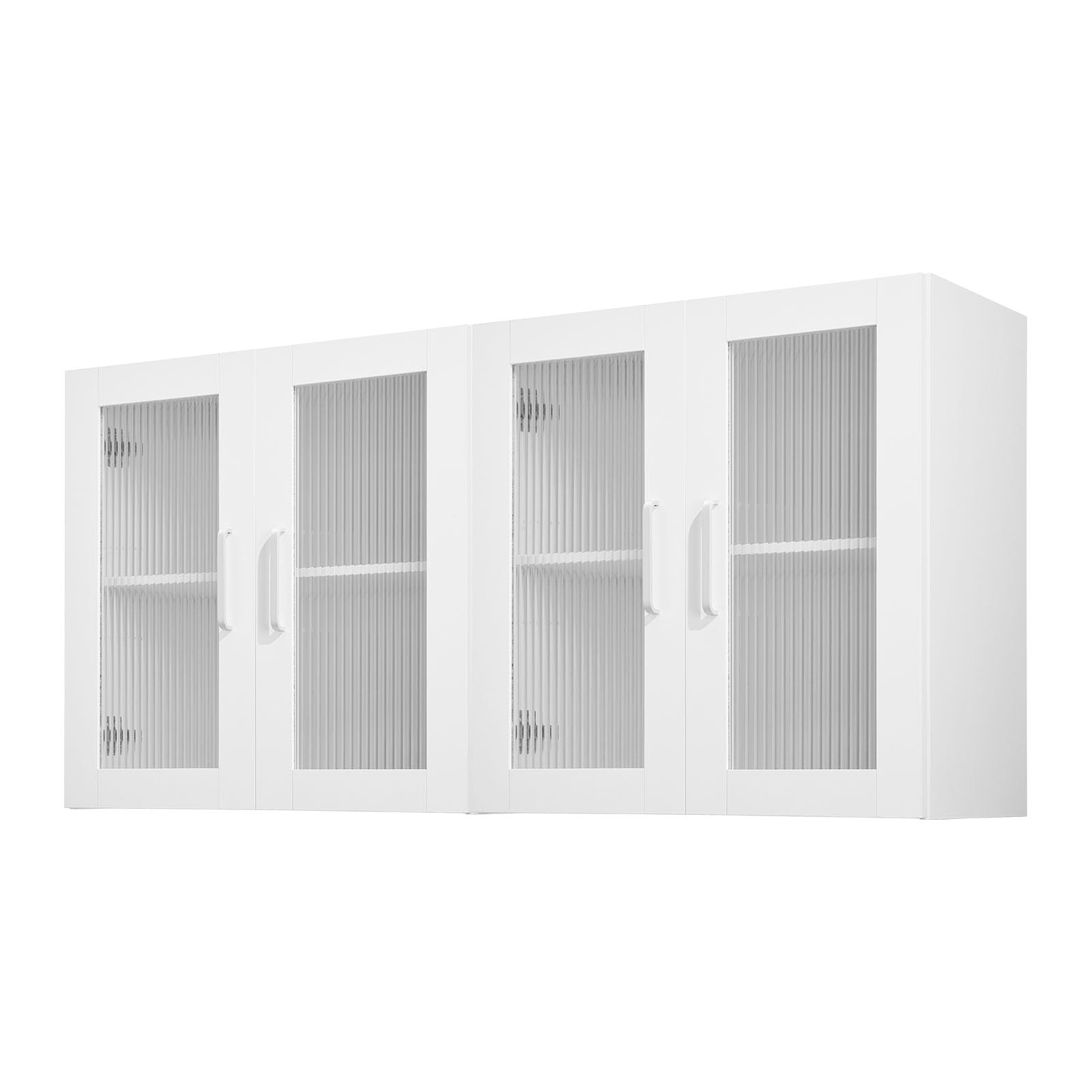 VEVOR Laundry Room Wall Cabinet, 2-Tier Wall Mounted Hanging Cabinet with Adjustable Shelf, Cupboard Storage with 2 Doors, for Kitchen, Bathroom, Laundry, 11.8 x 23.6 x 23.6 in (D x W x H), White