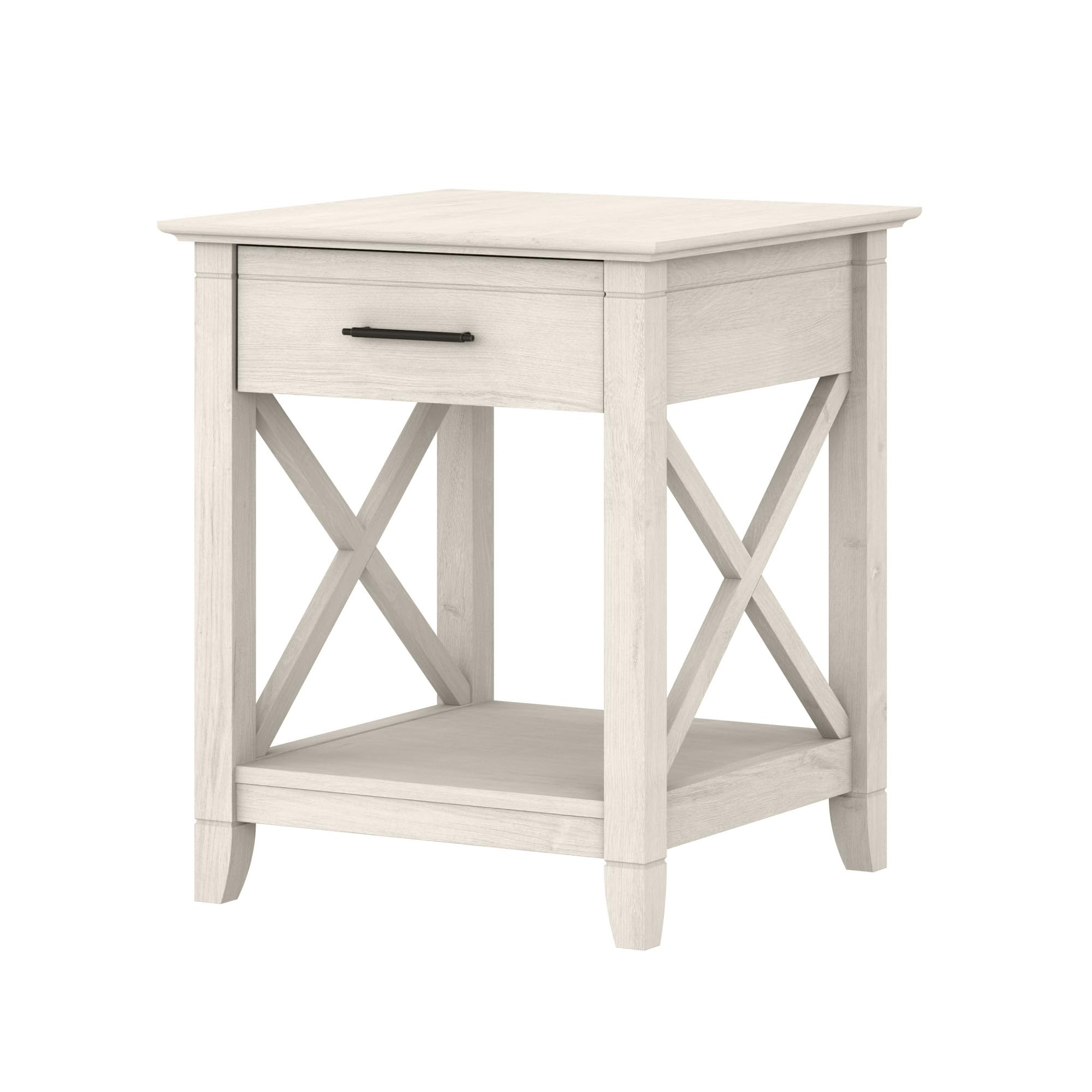 Bush Home End Table with Drawer, Nightstand with Storage, Living Room and Bedroom Furniture, Key West Collection, Washed Gray