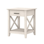 Bush Home End Table with Drawer, Nightstand with Storage, Living Room and Bedroom Furniture, Key West Collection, Washed Gray