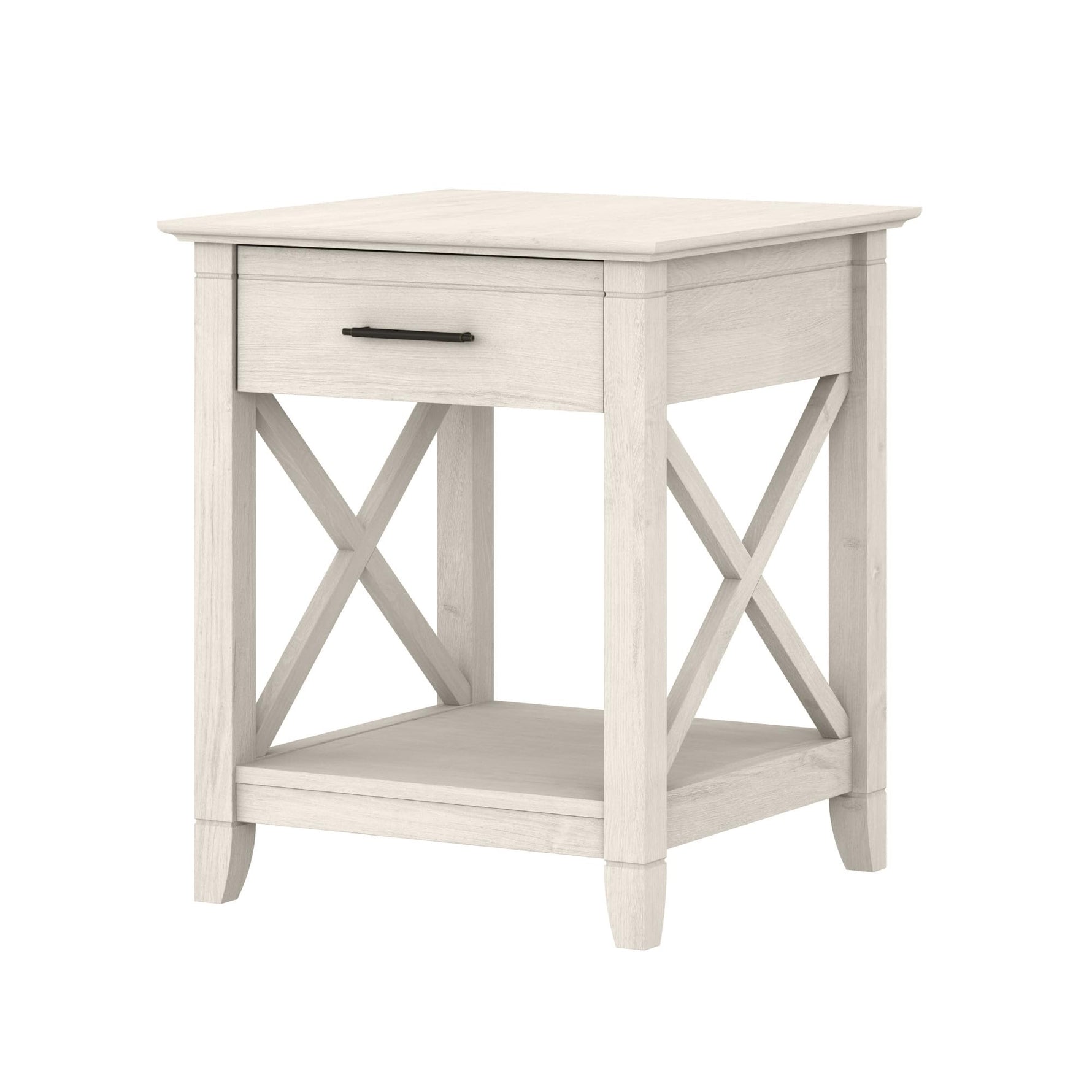 Bush Home End Table with Drawer, Nightstand with Storage, Living Room and Bedroom Furniture, Key West Collection, Washed Gray