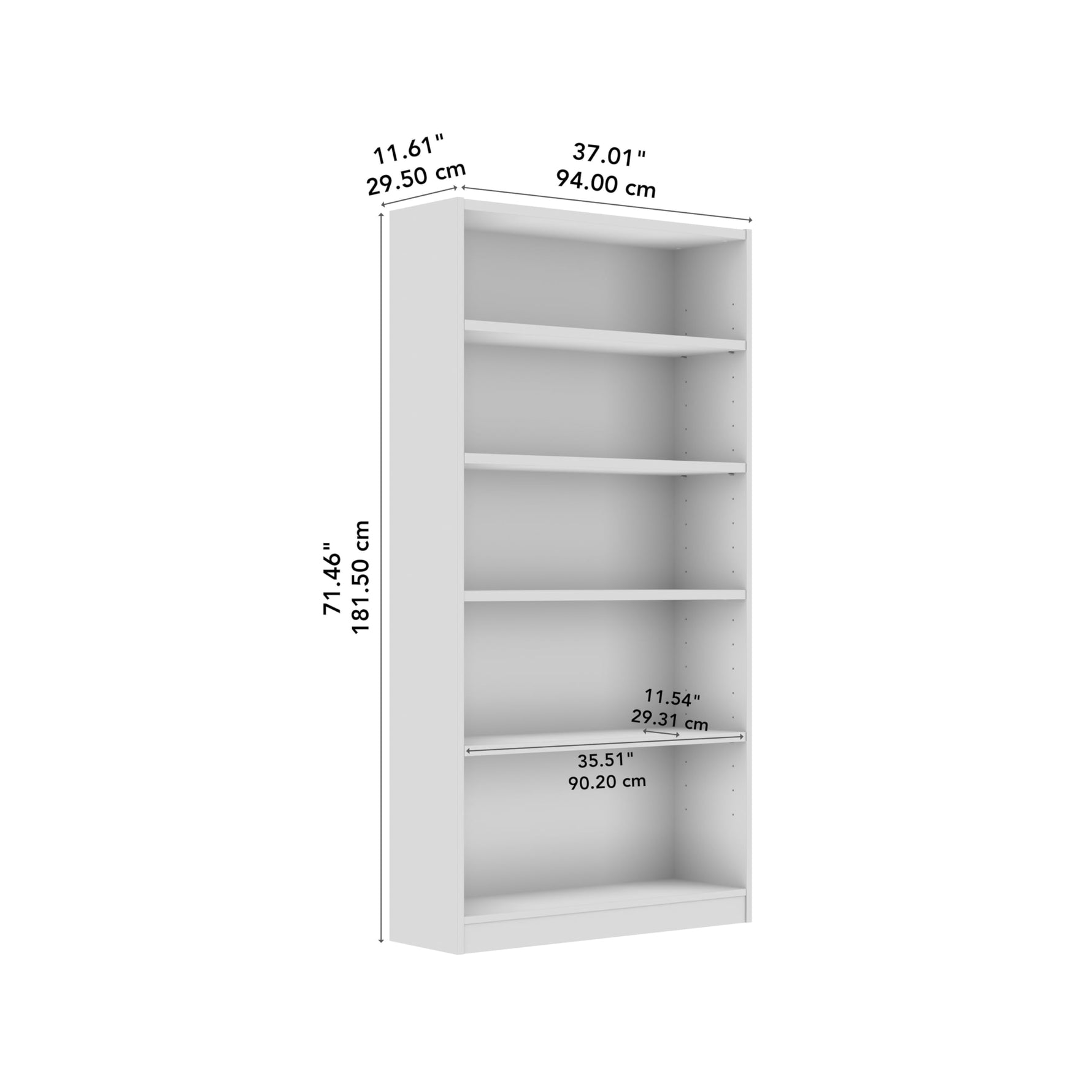 Bush Home Universal Small 2 Shelf Bookcase in Black, Low Storage and Display Bookshelf for Home Office or Living Room Organization
