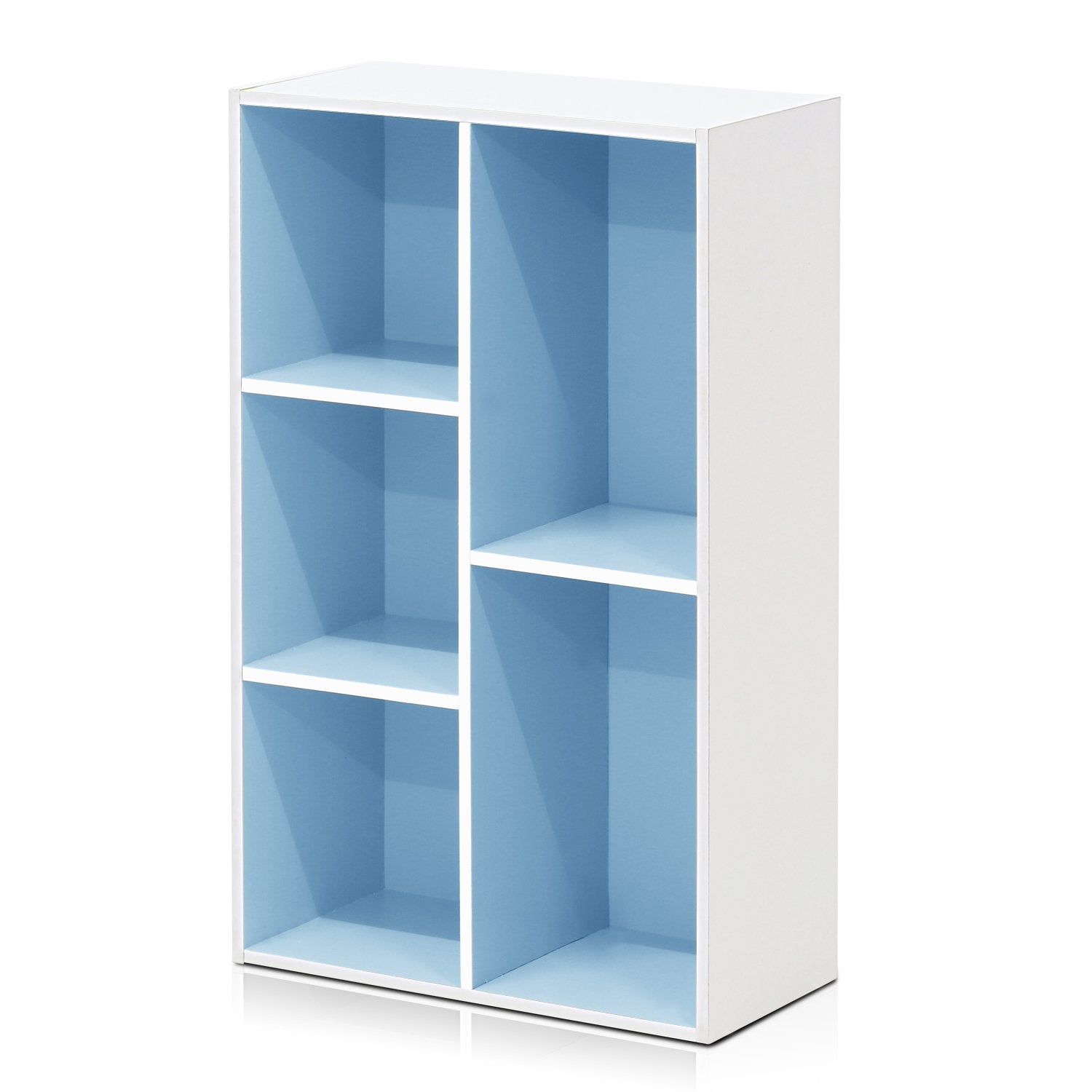 Furinno LUDER Book Shelf, 5-Cube Bookshelf, Reversible Bookcase, 9.4 x 19.5 x 31.5, Easy Assembly, for Living Room, Bedroom, Home Office, White