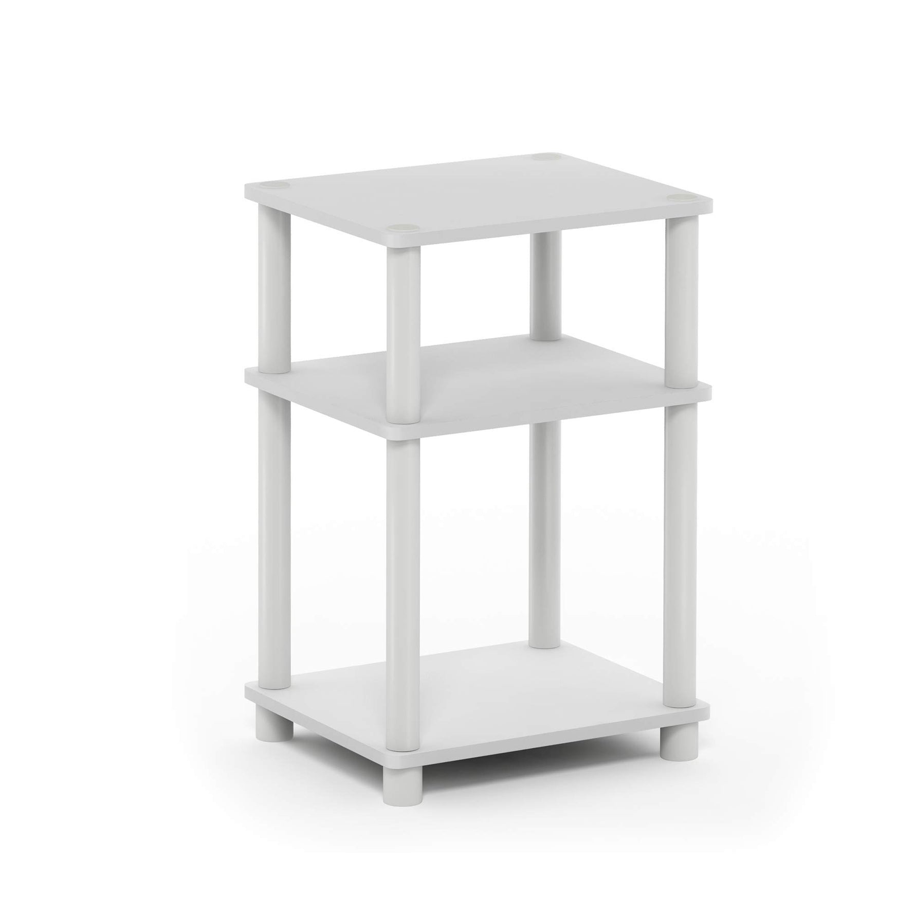Furinno JUST Side Table, 3-Tier End Table, Open Shelves Night Stand, Bedside Table, Toolless Assembly, for Living Room, Bedroom, Bathroom, Columbia Walnut
