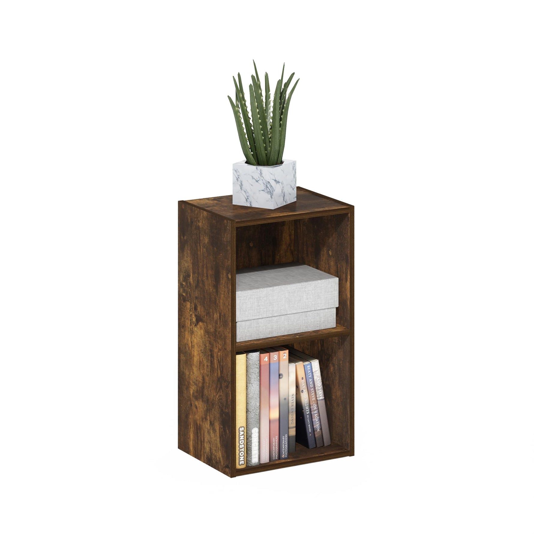 Furinno LUDER Book Shelf, 5-Cube Bookshelf, Reversible Bookcase, 9.4 x 19.5 x 31.5, Easy Assembly, for Living Room, Bedroom, Home Office, White