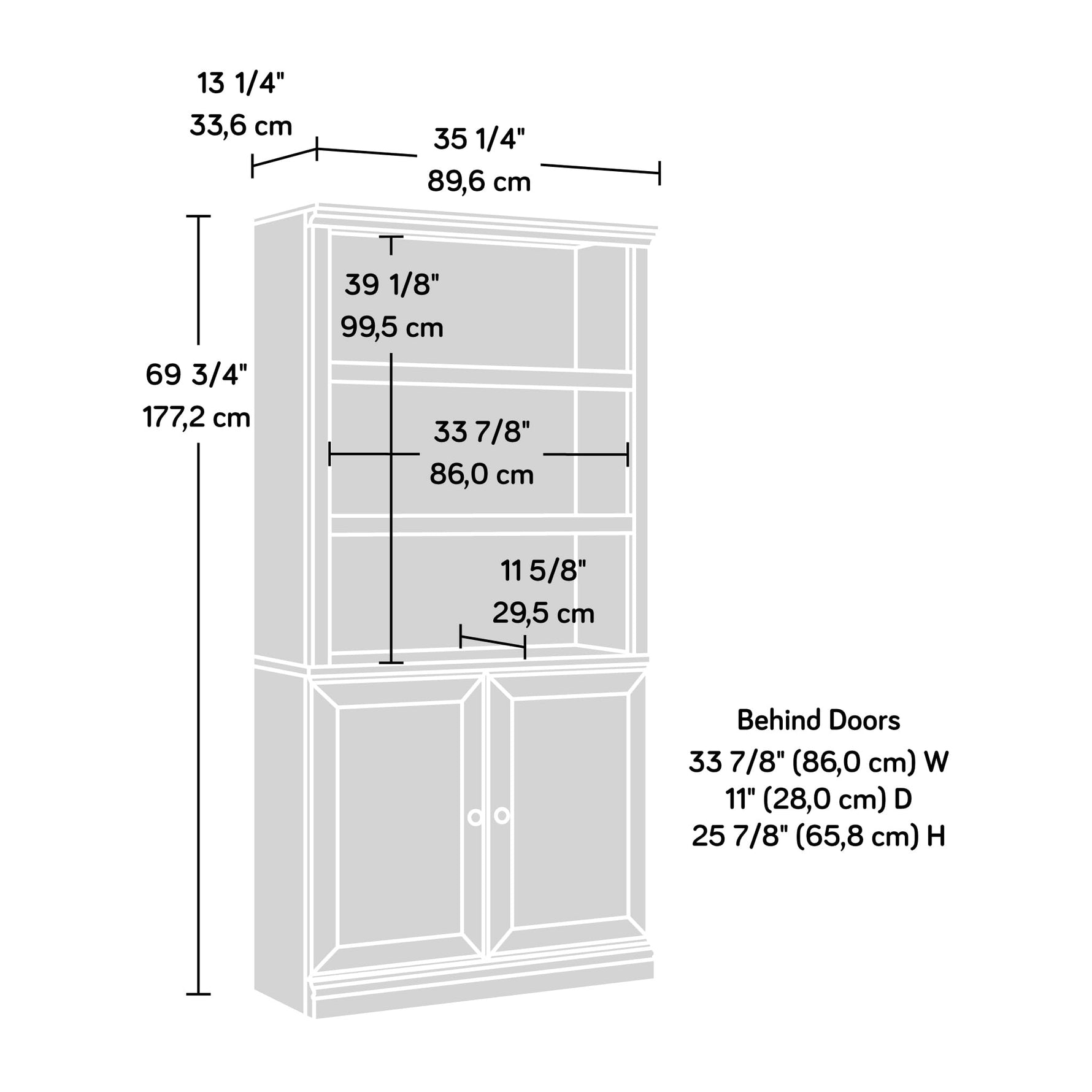 Sauder Miscellaneous Storage 5-Shelf/Book Shelf 2-Door Bookcase, Glacier Oak Finish