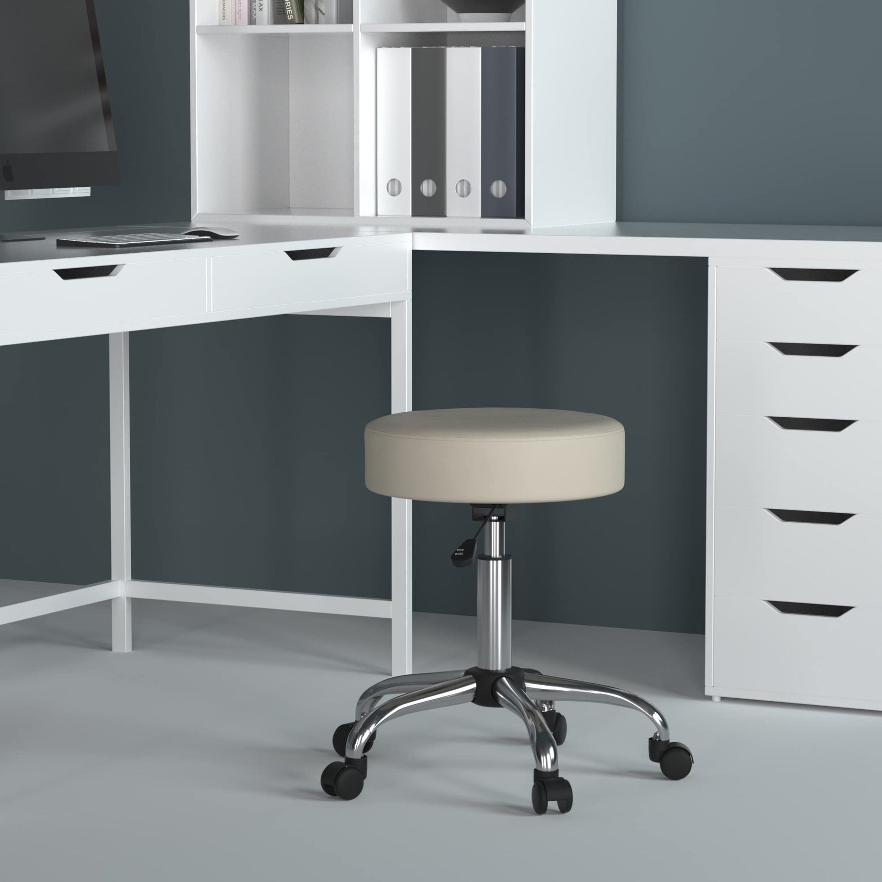 Boss Office Products Antimicrobial Vinyl Medical Spa Stool in Black