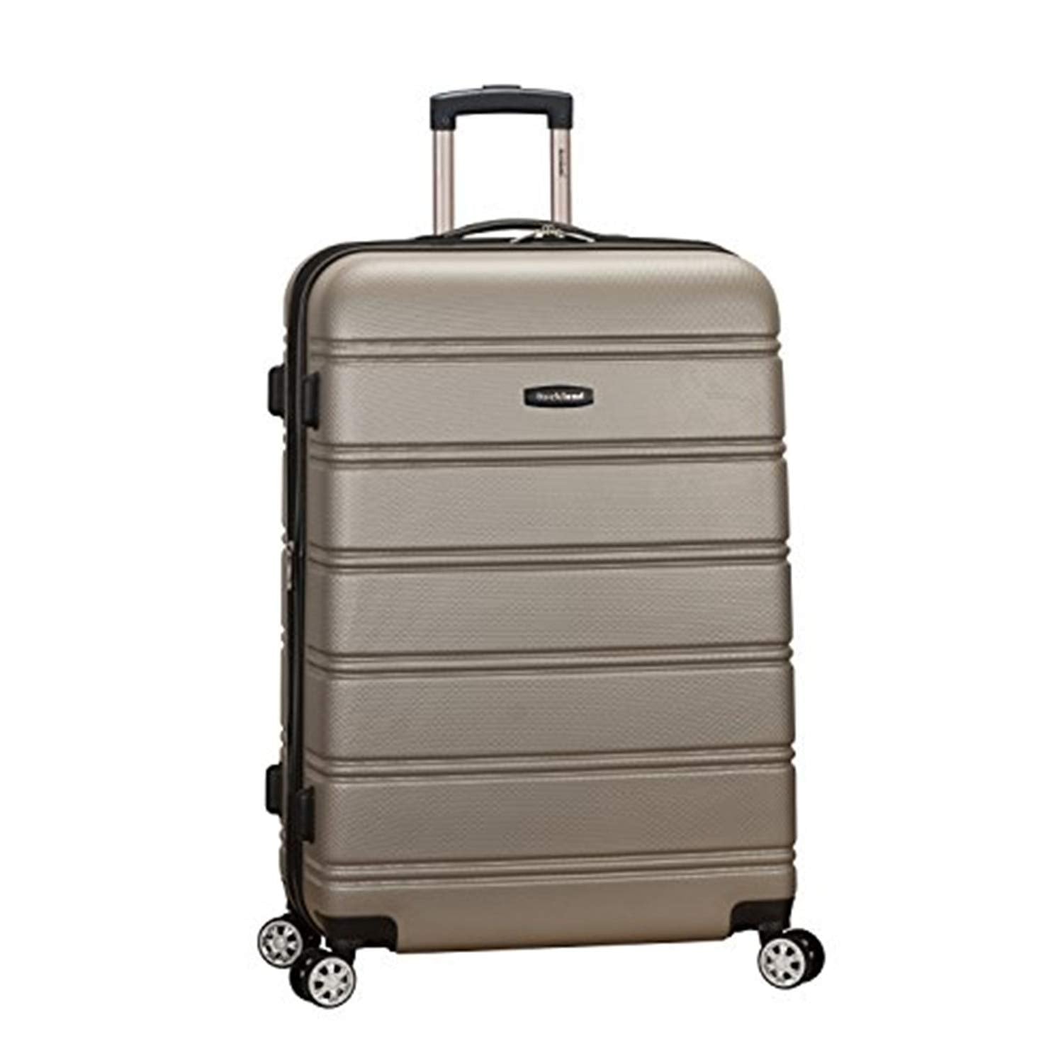 Rockland Melbourne Hardside Expandable Spinner Wheel Luggage, Checked Large 28", Black