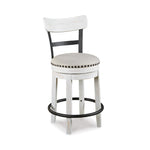 Signature Design by Ashley Valebeck Upholstered Swivel Stool, Cushioned Seat, Woven Fabric Upholstery, Wood, 24" H, Brown & Black
