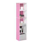 Furinno LUDER Book Shelf, 5-Cube Bookshelf, Reversible Bookcase, 9.4 x 19.5 x 31.5, Easy Assembly, for Living Room, Bedroom, Home Office, White