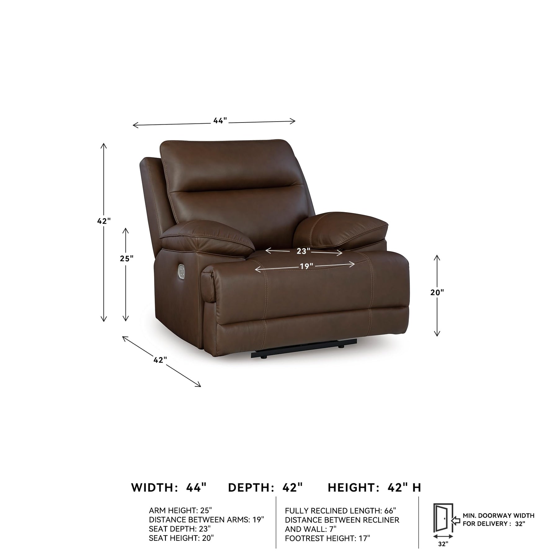 Signature Design by Ashley Skymaker Modern Faux Leather Manual Rocker Recliner with Track Arms, Dark Brown