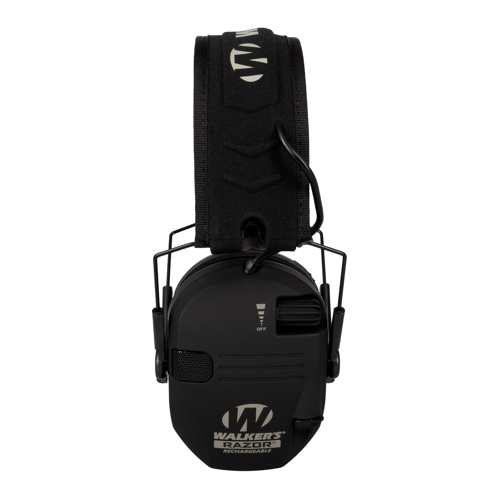 WALKER'S Razor Rechargeable Electronic Muff - HD Speakers 21dB NRR Compact Collapsible Hunting Shooting Hearing Protection Earmuffs, USB Charging Cable Included, Black