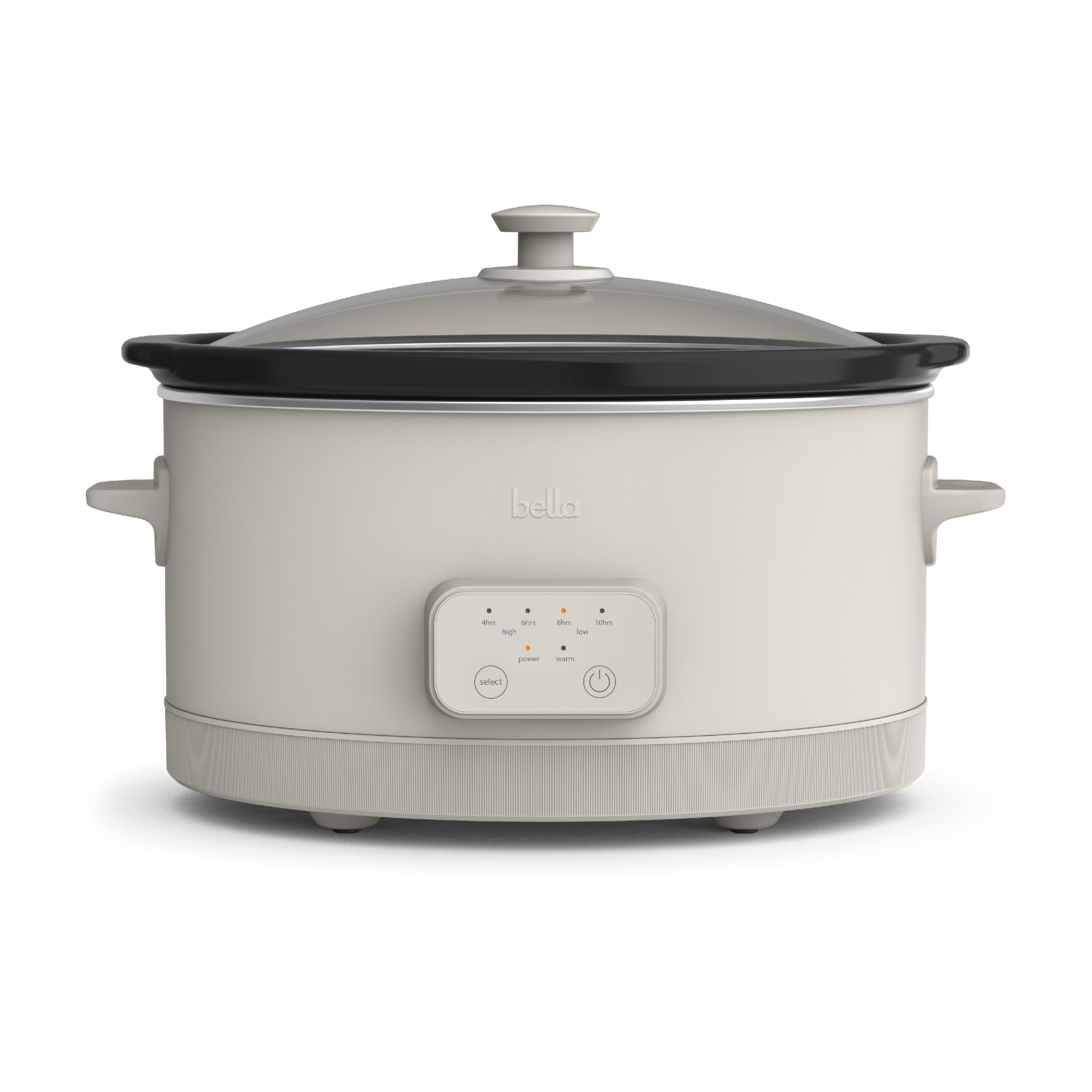 bella 6.0 Qt Programmable Slow Cooker, Ceramic Nonstick Coating, Adjustable Temperature & Cooking Times, Dishwasher Safe Stoneware Pot & Tempered Glass Lid, Tangle Free Cord Wrap, Oatmilk
