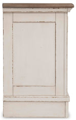 Signature Design by Ashley Realyn Traditional Cottage 1 Drawer Nightstand with Dovetail Construction & Open Display Shelf, Chipped White, 27" Tall, Distressed Brown