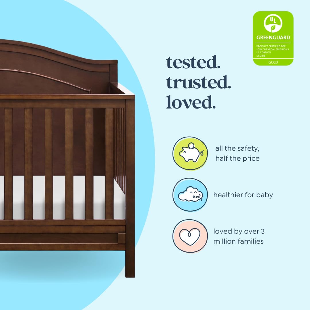 Davinci Charlie 4-in-1 Convertible Crib - GREENGUARD Gold Certified - Converts from Baby Crib to Toddler Bed, Daybed, and Full-Size Bed Effortlessly - 4 Adjustable Heights - Wooden White Baby Bed