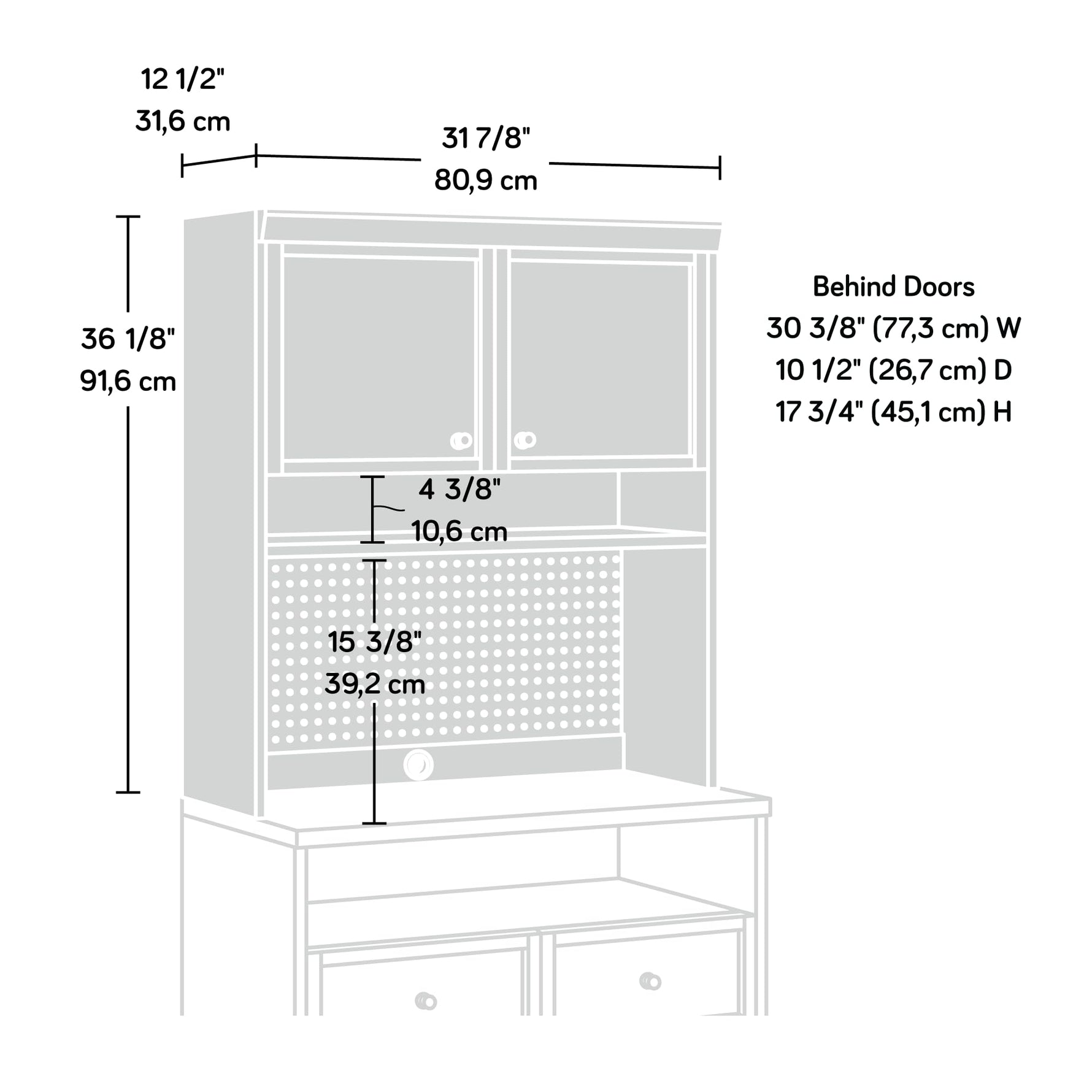 Sauder Craft Pro Series Hutch, Mystic Oak Finish