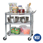 Seville Classics UltraDurable NSF Commercial Heavy Duty Metal Rolling Utility Cart, w/ Steel Shelves, Handle Bar for Restaurant, Garage, Warehouse, Kitchen, Office, Top Shelf (36"W x 18"D)