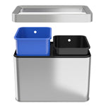 ITouchless 5.3 Gallon / 20L Slim Dual Compartment Open Top Trash Can and Recycle Bin – Rectangular Stainless Steel Wastebasket for Kitchen, Home, Office, Cubicle, Breakroom, Garage