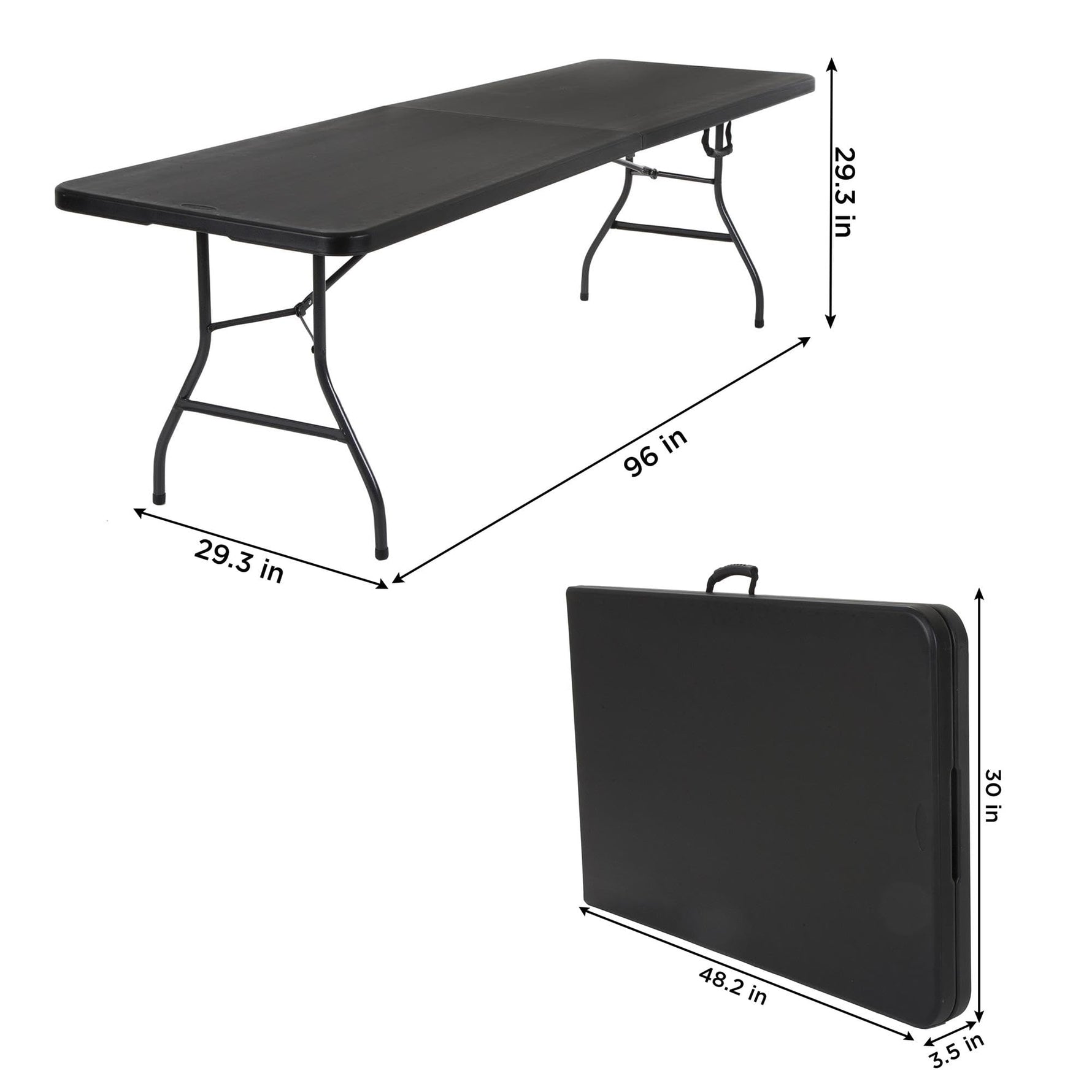 COSCO 6 ft. Fold-in-Half Banquet Table w/Handle, Black