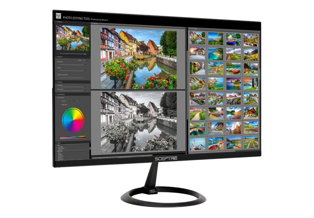 Sceptre 25" 165Hz 144Hz 1ms Pro Slim LED Monitor AMD Freesync 2X HDMI 1X DisplayPort Build-In Speakers, Metal Black 2019 (E258B-1658A)