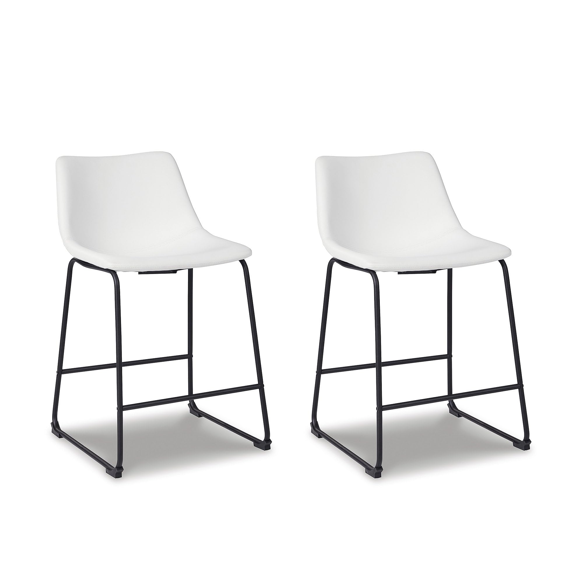 Signature Design by Ashley Centiar 24" Counter Height Modern Bucket Barstool, 2 Count, Black