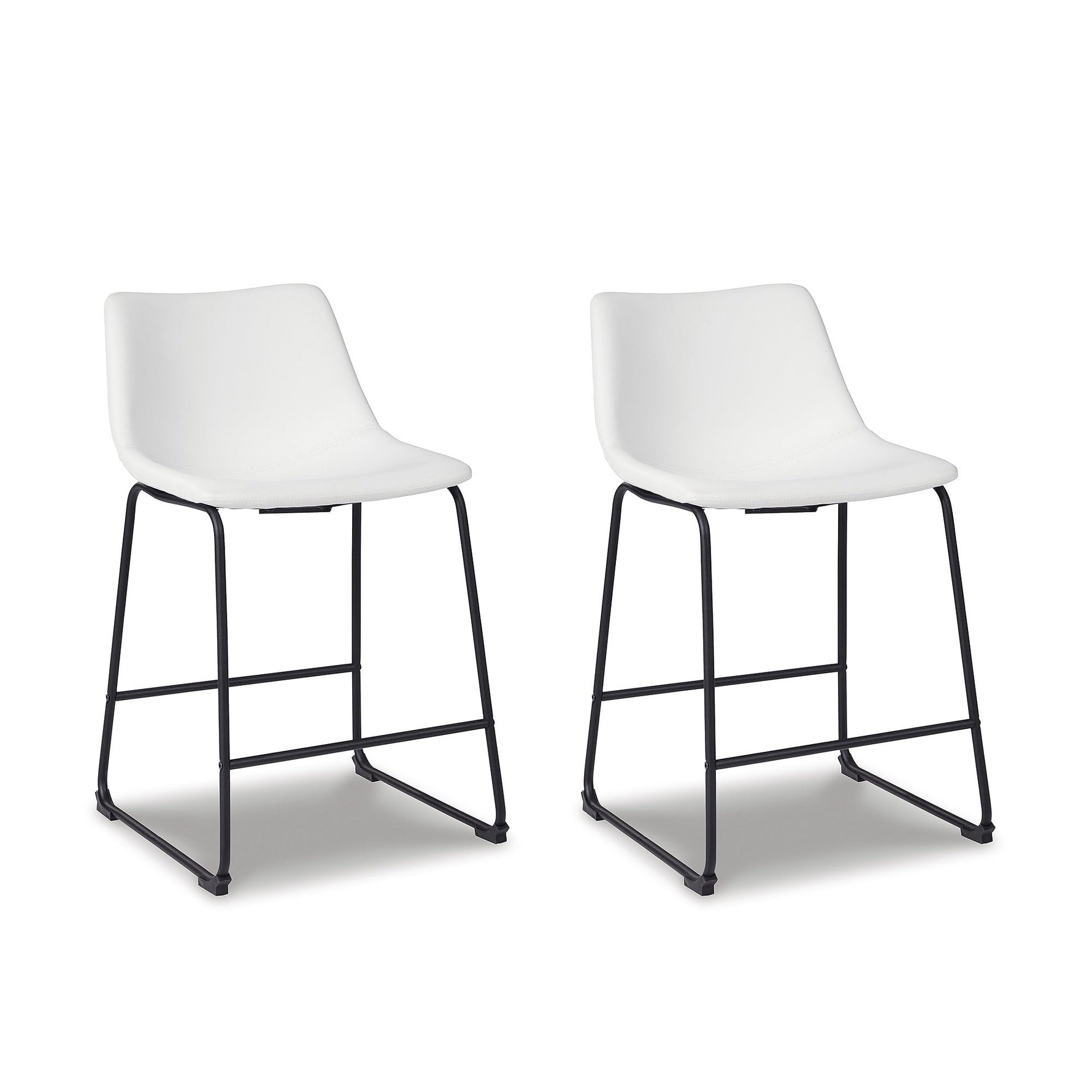 Signature Design by Ashley Centiar 24" Counter Height Modern Bucket Barstool, 2 Count, Black