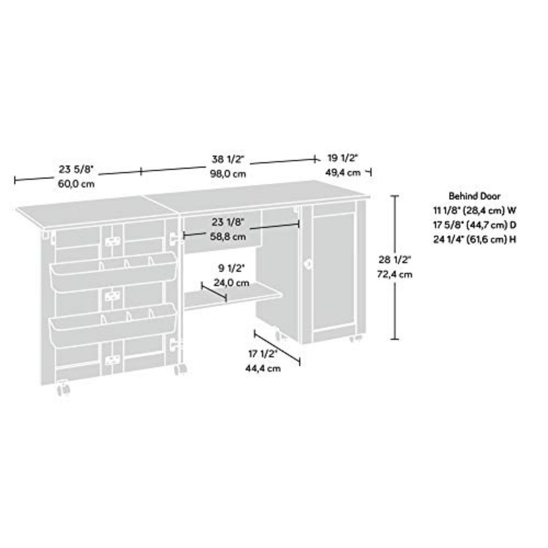 Sauder Miscellaneous Storage Easy Rolling Sewing and Craft Table/Cart/ Pantry cabinets, Cinnamon Cherry finish