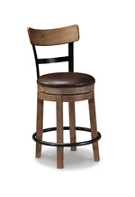 Signature Design by Ashley Valebeck Upholstered Swivel Stool, Cushioned Seat, Woven Fabric Upholstery, Wood, 24" H, Brown & Black