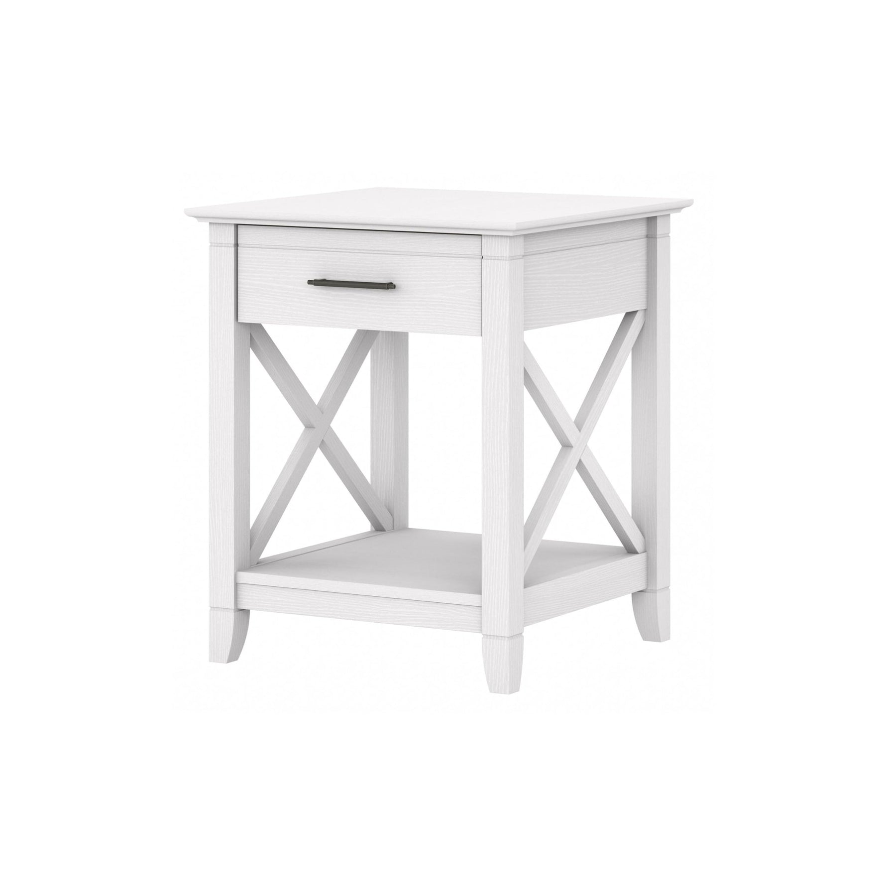 Bush Home End Table with Drawer, Nightstand with Storage, Living Room and Bedroom Furniture, Key West Collection, Washed Gray