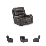 Signature Design by Ashley Skymaker Modern Faux Leather Manual Rocker Recliner with Track Arms, Dark Brown