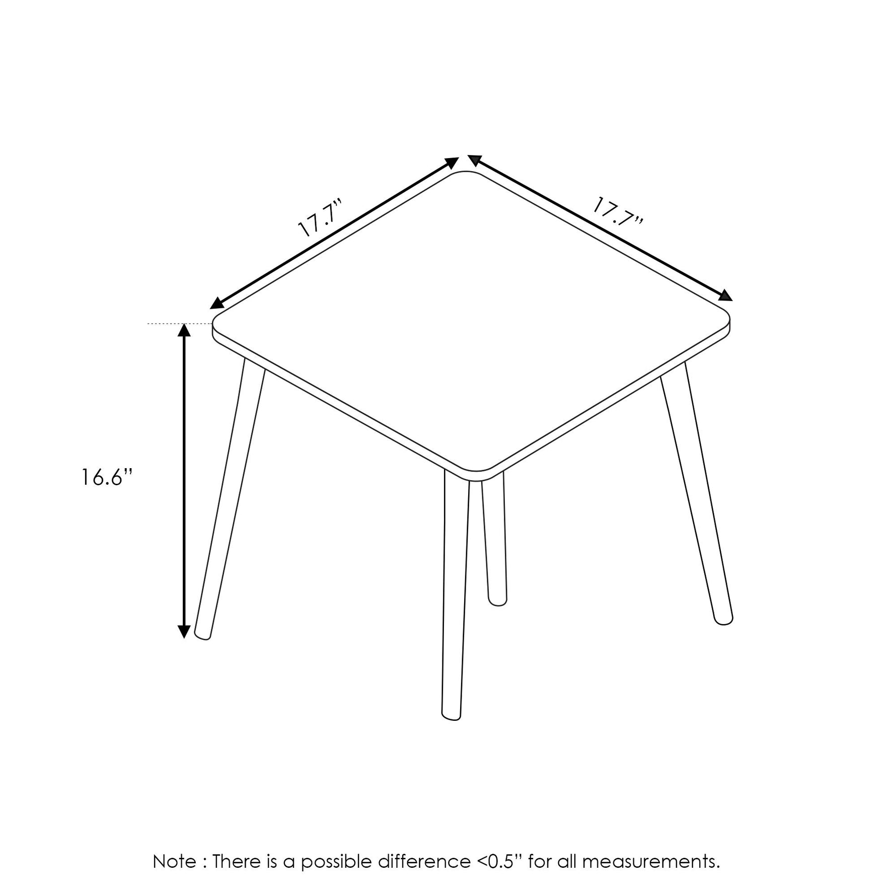 Furinno Classic Homey Square Parsons Side End Table, 1-Pack, Black