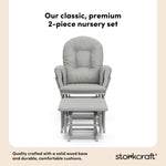 Storkcraft Premium Hoop Glider & Ottoman (Espresso with Beige) — GREENGUARD Gold Certified, Solid Wood Craftsmanship, Convenient Storage Pockets, Glider Rocking Chair for Nursery, Multi-Award-Winning