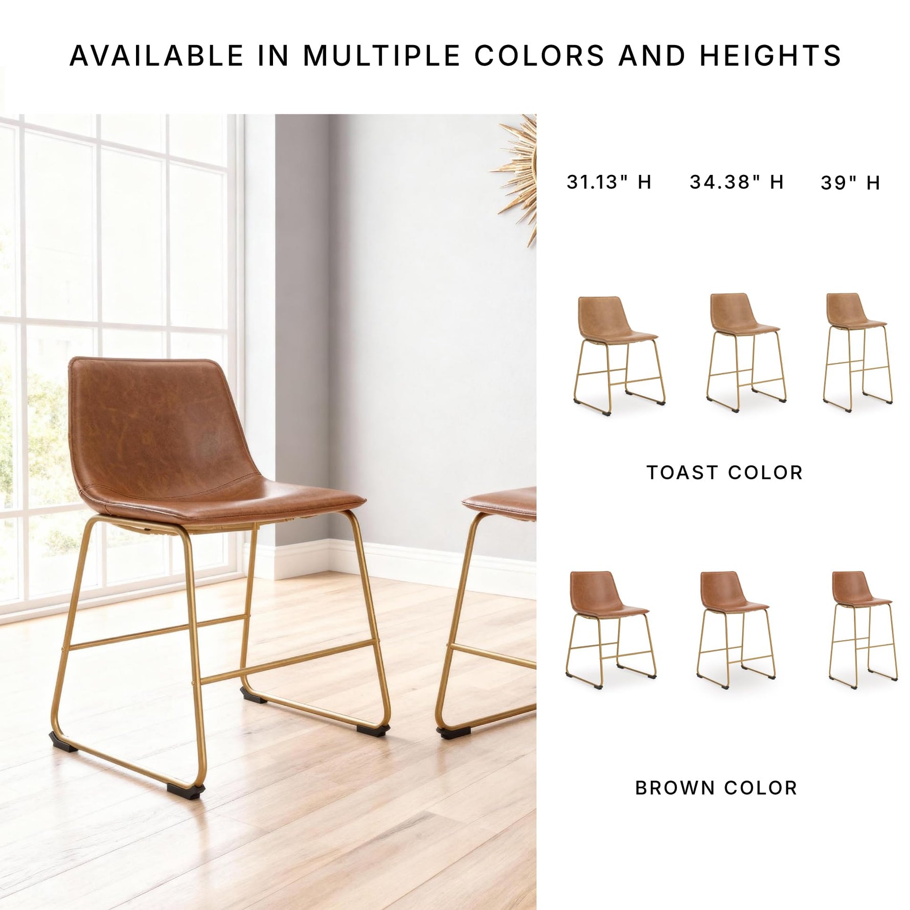 Signature Design by Ashley Mid Century Centiar 18.75" Dining Bucket Chair, 2 Count, Black and Brown