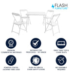 Flash Furniture Mindy Kids 5-Piece set Folding Square Table and Chairs Set for Daycare and Classrooms, Children's Activity Table and Chairs Set, Multicolor