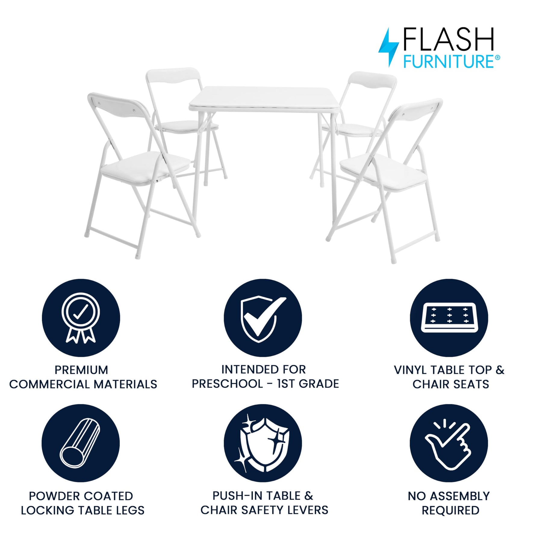 Flash Furniture Mindy Kids 5-Piece set Folding Square Table and Chairs Set for Daycare and Classrooms, Children's Activity Table and Chairs Set, Multicolor