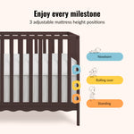 Dream On Me Synergy 5-in-1 Convertible Full-Size Baby Crib with Toddler, Day & Full Bed Conversion in White, GreenGuard Gold & BSA, 3 Mattress Heights, Sustainable Pinewood