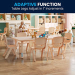 Flash Furniture Emmy Adjustable Classroom Activity Table with 6 Stackable Chairs, Plastic Activity Table for Kids, 23.625" W x 47.25" L, Blue/Gray