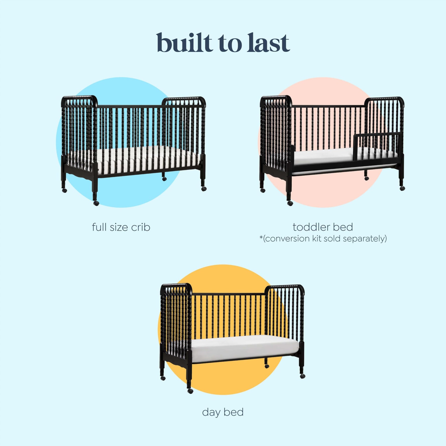 daVinci Jenny Lind 3-in-1 Baby Crib Convertible to Toddler Bed, Daybed - Easy to Assemble - GREENGUARD Gold Certified - 4 Adjustable Mattress Heights, Conversion Kit Sold Separately - White